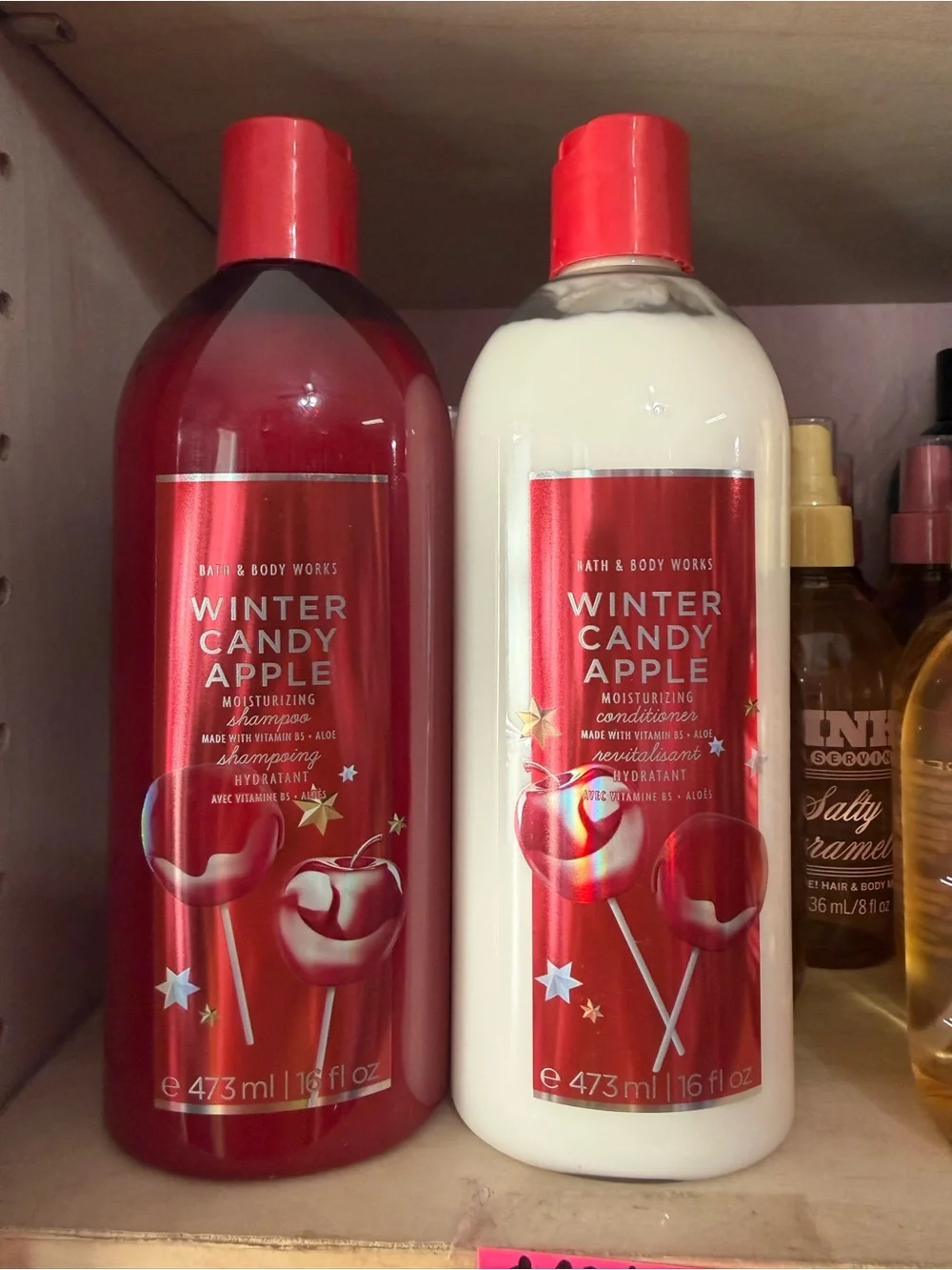 Bath & Body Works Winter Candy Apple Shampoo & Conditioner - Red, White